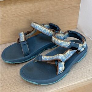 Kids Blue and Tan Teva Sandals